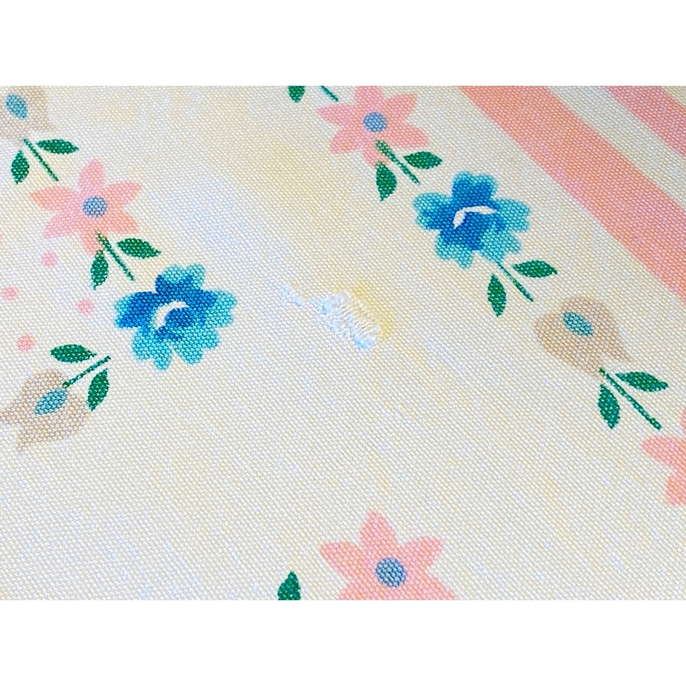 Vintage Spring Easter Tablecloth 63x51‎ Pink Blue Floral Stripes Dots - Picture 7 of 8